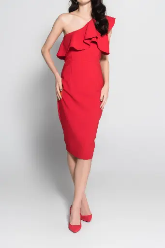 One-Shoulder Ruffle Cocktail Dress